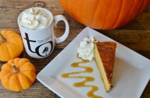 Pumpkin Spice Cheesecake and Latte by Trees Organic Coffee