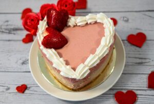 Heart-Shaped Strawberry Mousse Cheesecake
